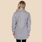 10904 - Houndstooth Pattern Shacket with Pockets - Black White