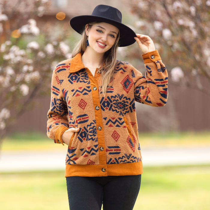 10962 - Fall Geometric Print Jacket