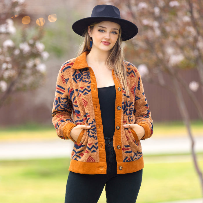 10962 - Fall Geometric Print Jacket