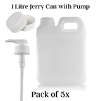 1L Natural HDPE Jerry Can Bottle with Lid Pack of 10 WITH OR WITHOUT PUMP