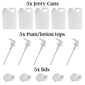 1L Natural HDPE Jerry Can Bottle with Lid Pack of 10 WITH OR WITHOUT PUMP