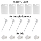 1L Natural HDPE Jerry Can Bottle with Lid Pack of 10 WITH OR WITHOUT PUMP
