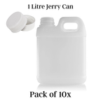 1L Natural HDPE Jerry Can Bottle with Lid Pack of 10 WITH OR WITHOUT PUMP