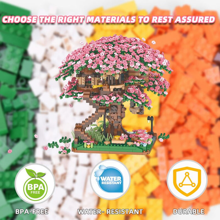 2138Pcs Cherry Blossom Sakura Tree Building Blocks Toy