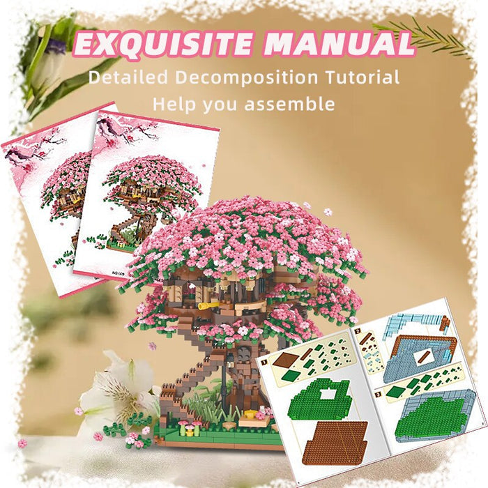 2138Pcs Cherry Blossom Sakura Tree Building Blocks Toy