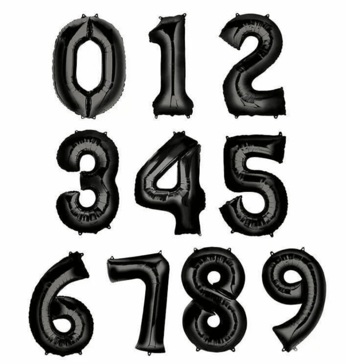 34" Large Foil Number Balloons - Black - USA Party Store
