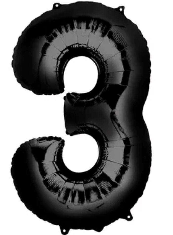 34" Large Foil Number Balloons - Black - USA Party Store