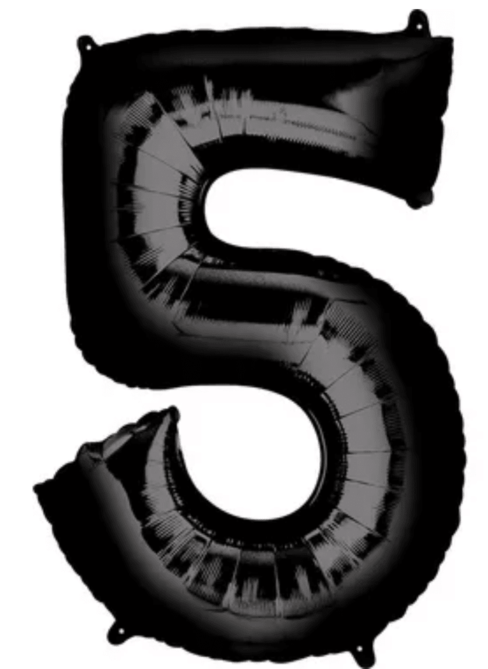 34" Large Foil Number Balloons - Black - USA Party Store