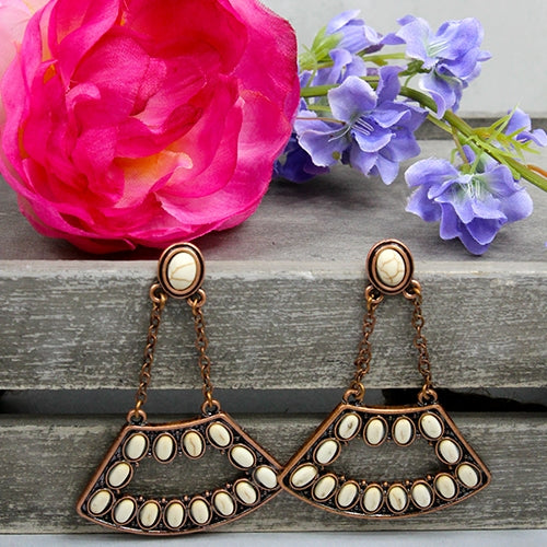 734011 - Western Turquoise Earrings - Copper Ivory