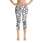 Abstract Capri leggings, Workout Pants 'BW Bubbles'