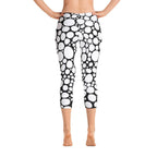 Abstract Capri leggings, Workout Pants 'BW Bubbles'