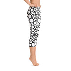 Abstract Capri leggings, Workout Pants 'BW Bubbles'