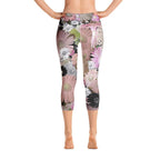 Abstract Capri leggings, Workout Pants 'CFloral 02'