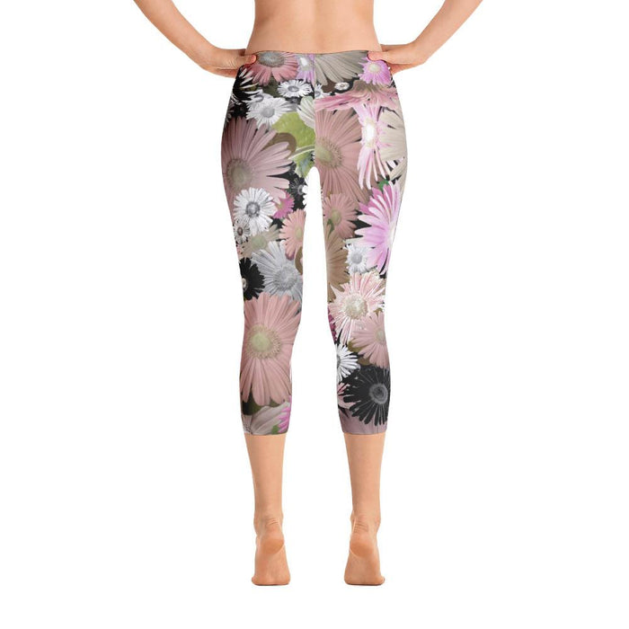 Abstract Capri leggings, Workout Pants 'CFloral 02'