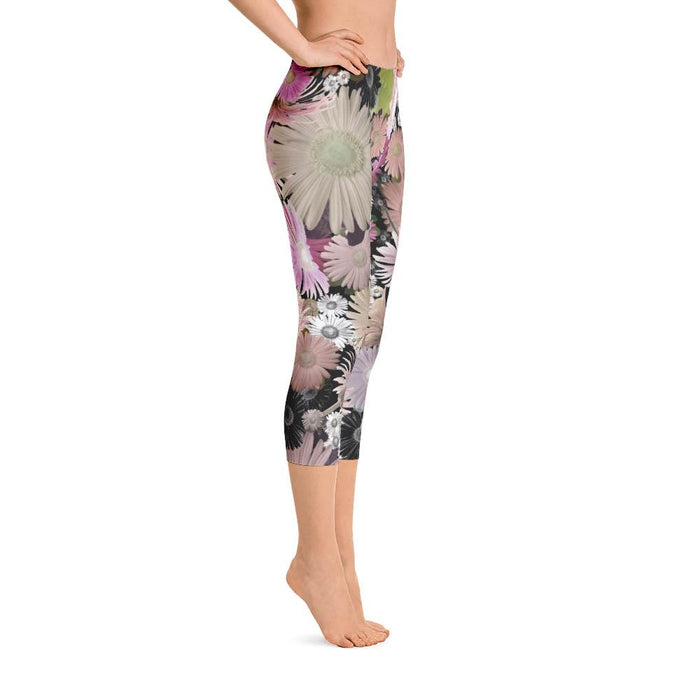 Abstract Capri leggings, Workout Pants 'CFloral 02'
