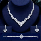 Wedding Jewelry - Silver Cubic Zirconia Bridal Three-Piece Jewelry Set