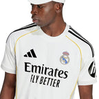 adidas Men's Real Madrid 25/26 Home Jersey w/ La Liga + Intercontinental Champion Patch (White) | SoccerWearhouse