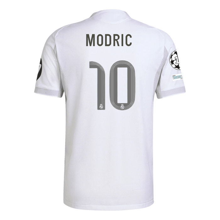 adidas Luka Modric Real Madrid 25/26 Home Jersey w/ Champions League Patches (White) | SoccerWearhouse