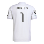 adidas Thibaut Courtois Real Madrid 25/26 Home Jersey w/ Champions League Patches (White) | SoccerWearhouse