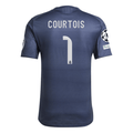 adidas Thibaut Courtois Real Madrid Authentic Away Jersey 25/26 w/ Champions League Patches (Legend Ink) | SoccerWearhouse
