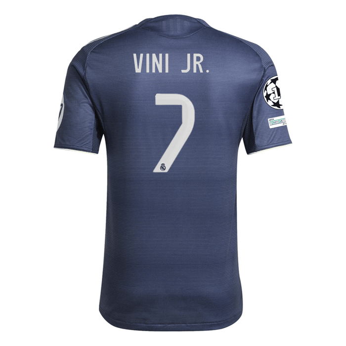 adidas Vini Jr. Real Madrid Authentic Away Jersey 25/26 w/ Champions League Patches (Legend Ink | SoccerWearhouse