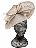 Almond Feather & Bow Oval Disc Fascinator