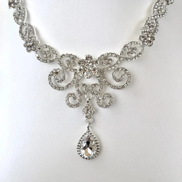 Wedding Jewelry and Accessories - Silver Cubic Zirconia 3-Piece Bridal Jewelry Set With Tiara