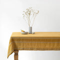 Amber Bronze Stripes Linen Tablecloth - Linen Tales