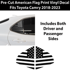 American Flag Rear Side Quarter Window Precut Decal Stickers Fits Toyota Camry 2018 - 2024 - Bogar Tech Designs