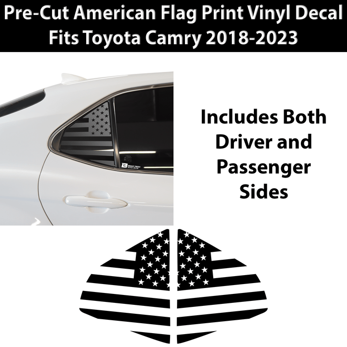 American Flag Rear Side Quarter Window Precut Decal Stickers Fits Toyota Camry 2018 - 2024 - Bogar Tech Designs