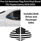 American Flag Rear Side Quarter Window Precut Decal Stickers Fits Toyota Camry 2018 - 2024 - Bogar Tech Designs