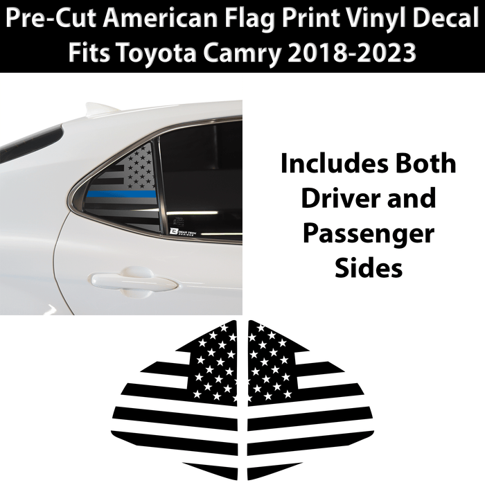 American Flag Rear Side Quarter Window Precut Decal Stickers Fits Toyota Camry 2018 - 2024 - Bogar Tech Designs