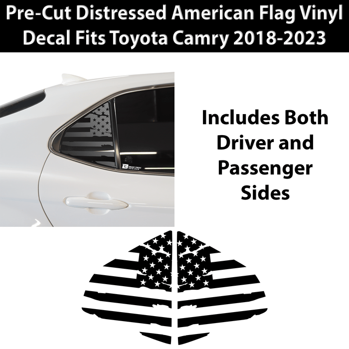 American Flag Rear Side Quarter Window Precut Decal Stickers Fits Toyota Camry 2018 - 2024 - Bogar Tech Designs