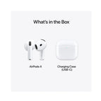 Apple AirPods 4 Wireless Earbuds, Bluetooth Headphones, Personalised Spatial Audio, Sweat and Water Resistant, USB-C Charging Case, H2 Chip, Up to 30 Hours of Battery Life, Effortless Setup for iPhone