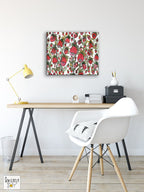 Art print on canvas 'Strawberry Friends' by C.Cambrea — abstract mixed media wall art