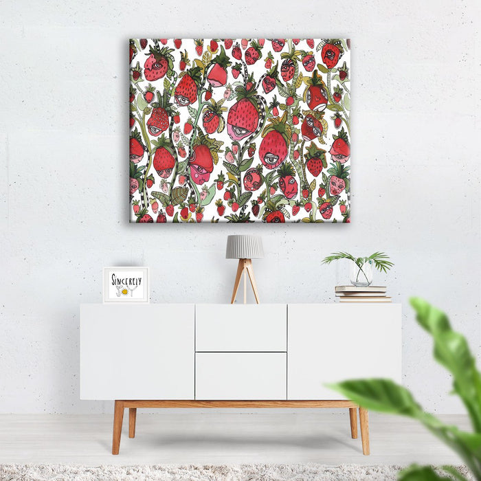 Art print on canvas 'Strawberry Friends' by C.Cambrea — detail view