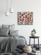 Art print on canvas 'Strawberry Friends' by C.Cambrea — styled on a wall