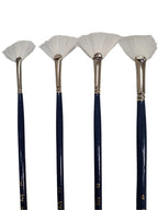 Artist Quality White Synthetic Fan Brush long handle