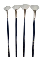 Artist Quality White Synthetic Fan Brush long handle
