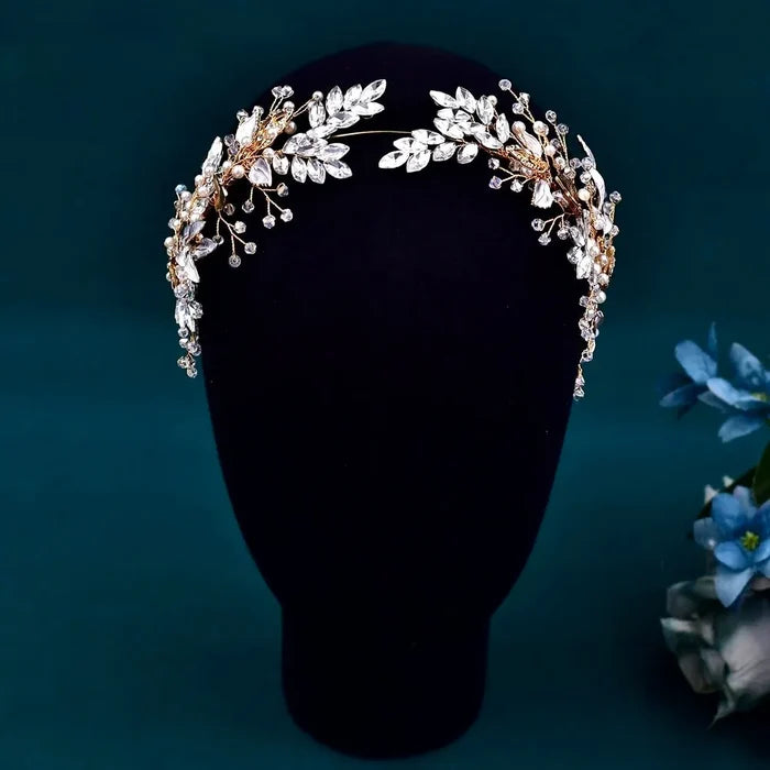 Wedding Hair Accessories - Pearl and Crystal Bridal Headband - Available in Silver and Gold