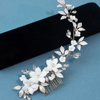 Wedding Hair Accessories - Ceramic Flowers Bridal Hair Vine