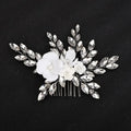 Wedding Hair Accessories - Ceramic Flowers Bridal Hair Comb - Available in Silver, Rose Gold and Yellow Gold
