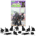 Bag of Black Cats: includes 12 small black cat figurines in playful poses—perfect for Halloween décor or collectors.