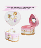 BALLERINA HEART MUSIC BOX with Mirror and Swan Lake Melody
