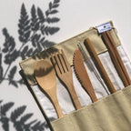 Bamboo Cutlery Roll-Up Set - Beige