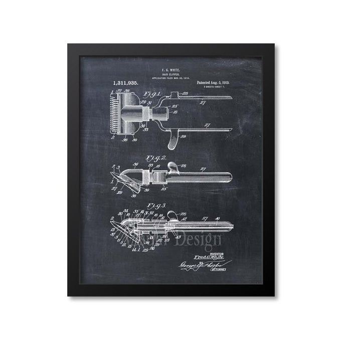 Barber Hair Clipper Patent Print