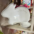 B&B White Hip Hop Hooray Bunny W/Tail Bowl