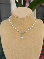 Beaded Pearl and Cross Necklace