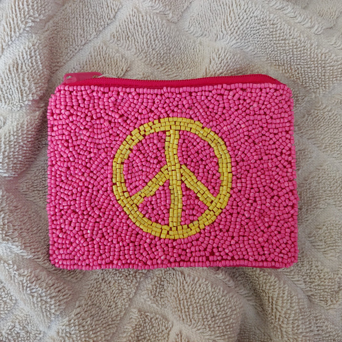 Peace Sign (Yellow): Pink Background