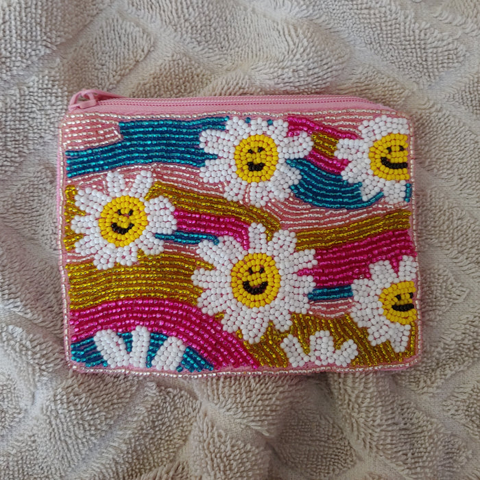 Smiley Face Flowers: Rainbow Background